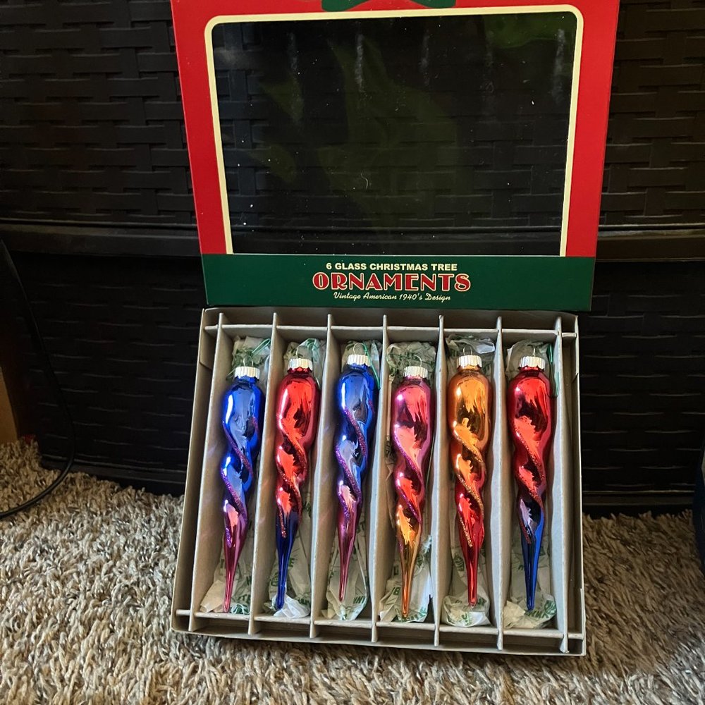 "Christopher Radko" Shiny Brite Collection Icicle 6-count Ornament Set - Picture 3 of 7